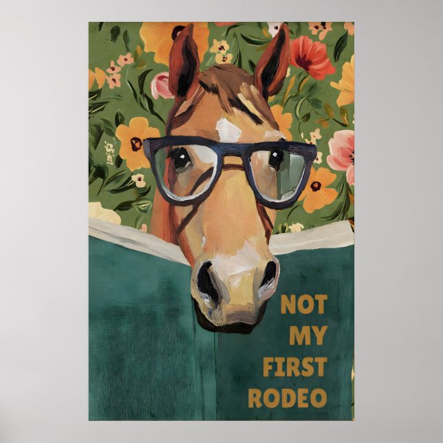 Rolig Häst Läsning Bok Konsttryck - Litterär Poster (Framsidan)