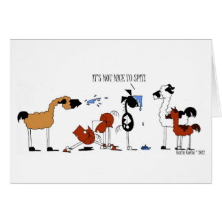 Rolig häst- & Llamatecknad Hälsningskort