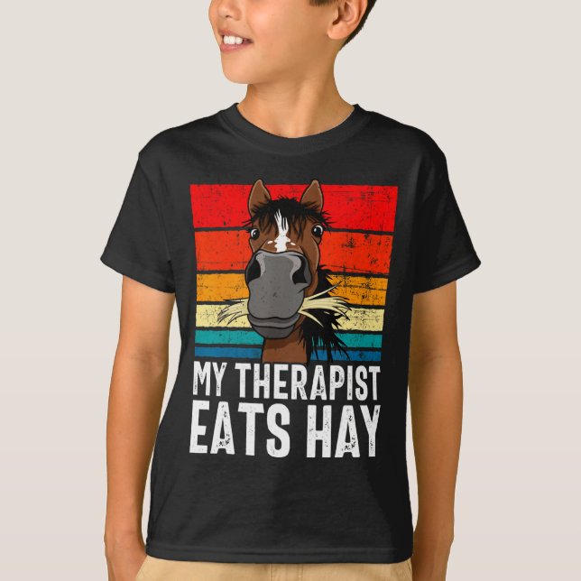 Rolig häst min therast äter hö t-shirt hor  (Framsida)