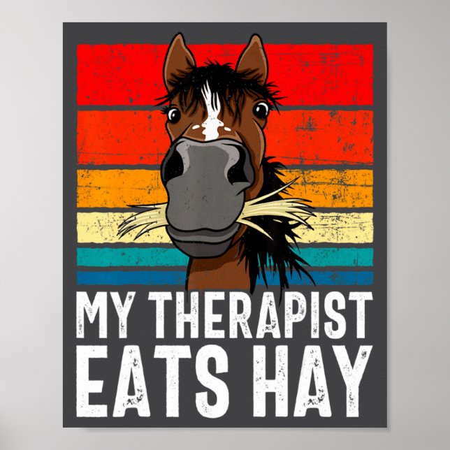 Rolig häst Min Therast äter hö Tee Hor  Poster (Framsidan)