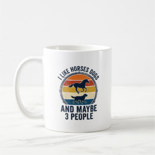 Rolig häst och hund älskare vintage solnedgång des kaffemugg