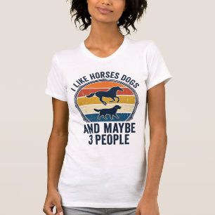 Rolig häst- och hundälskare Vintage solnedgångsdes T Shirt