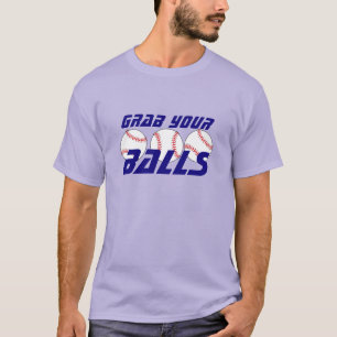 Rolig "hastigt grepp dina bollar" med baseball t shirt