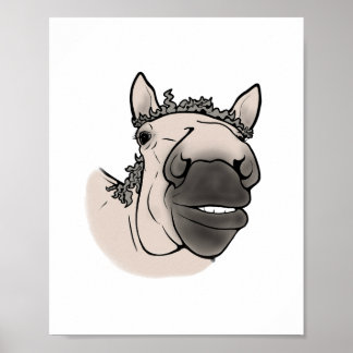 Rolig hästporträtt tryck | Whimsical Equestrian