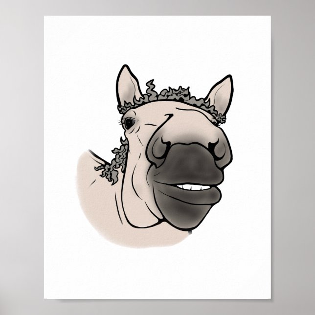 Rolig hästporträtt tryck | Whimsical Equestrian (Framsidan)