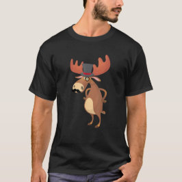 Rolig Hatt Med Moustache Älskare Av Älg Djurälskar T Shirt
