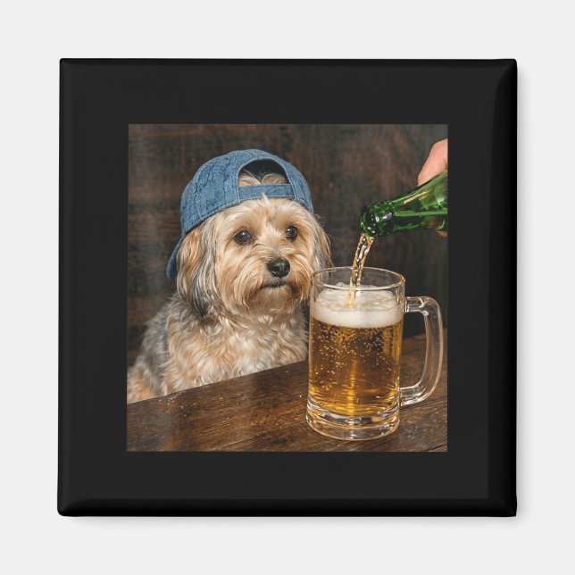 Rolig Havanese-meme med Havanese som dricker öl Magnet (Framsidan)