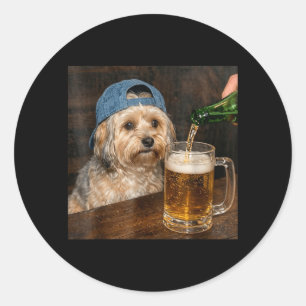 Rolig Havanese-meme om Havanese som dricker öl Runt Klistermärke