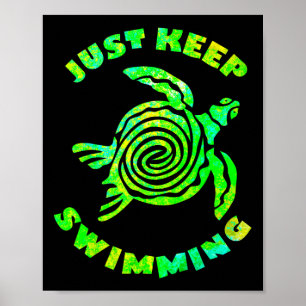 Rolig Havssköldpadda Fortsätt Simma Ocean Strand V Poster