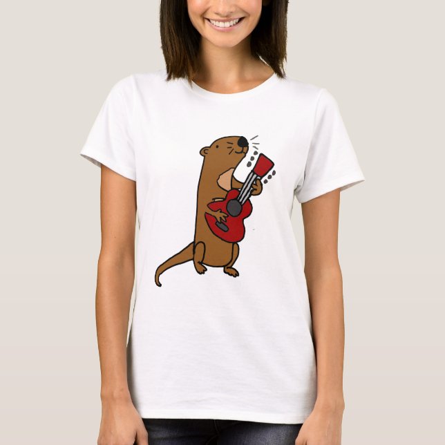 Rolig havsutter som leker gitarren t shirt (Framsida)