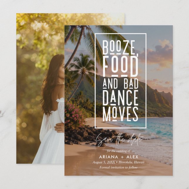 Rolig Hawaii-destinationsfotografihjälp vid bröllo Spara Datumet (Fram/baksida)