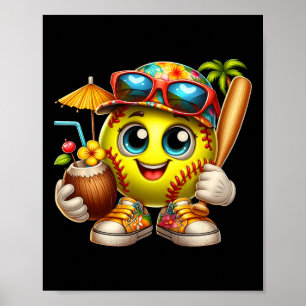Rolig Hawaii Softll Ll Hawaiian Tropisk Sommar Led Poster