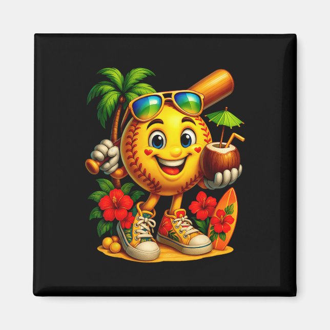 Rolig Hawaii Softll Ll Hawaiian Tropisk Sommar Va Magnet (Framsidan)