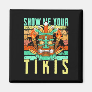 Rolig Hawaiian Visa dina Tikis Hawaii Sommar Tröja Magnet
