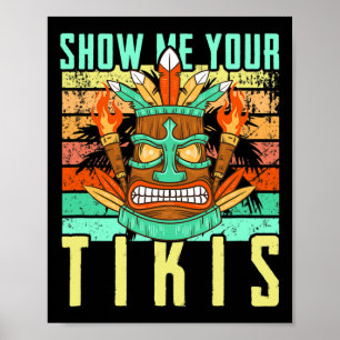 Rolig Hawaiian Visa dina Tikis Hawaii Sommar Tröja Poster
