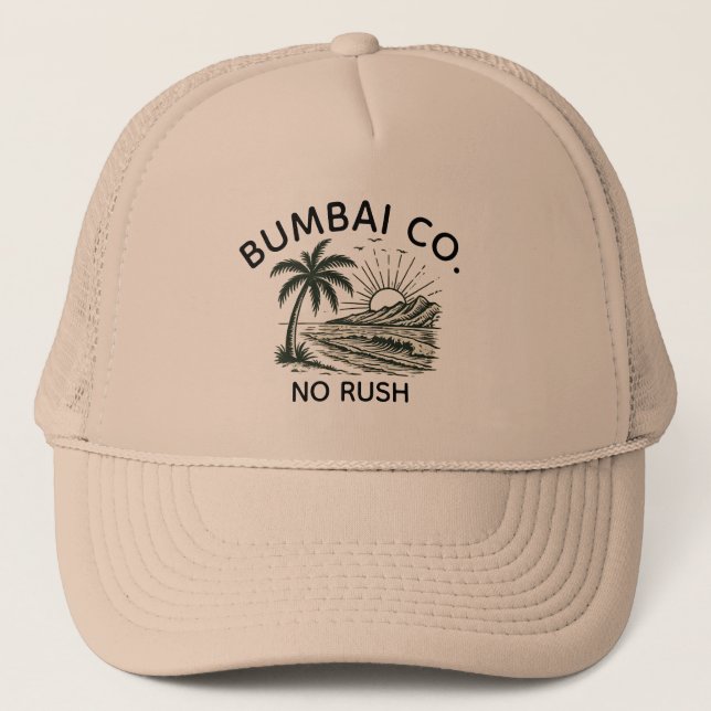 Rolig hawaiiansk Bumbai Co No Rush Retro Surf Beig Keps (Framsida)