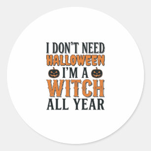 Rolig Häxa Året Runt Halloween Typografi Design_1 Klistermärke