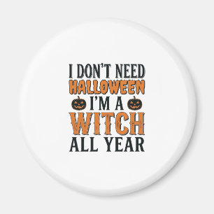 Rolig Häxa Året Runt Halloween Typografi Design_1 Magnet