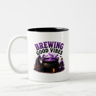 ✨ Rolig Häxa Brygger Halloween Citat 🧙 Två-Tonad Mugg