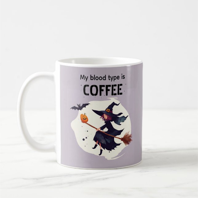 Rolig häxa lila Halloween-kaffemugg Kaffemugg (Vänster)