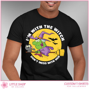 Rolig häxa som rider på kvast Herr Halloween T Shirt