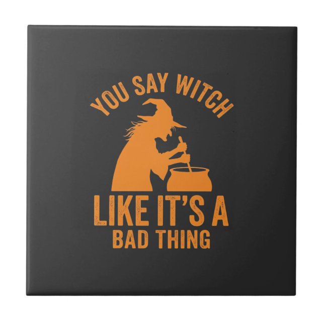 Rolig Häxgryta Halloween Kakelplatta (Framsidan)