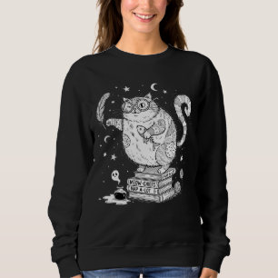 Rolig Häxig Katt på Böcker T Shirt