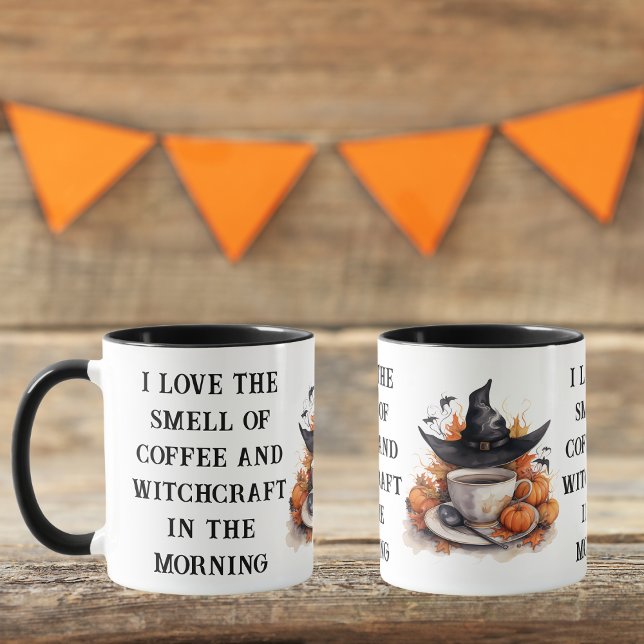 Rolig häxtema orange svart pumpa Halloween  Mugg (Skapare uppladdad)