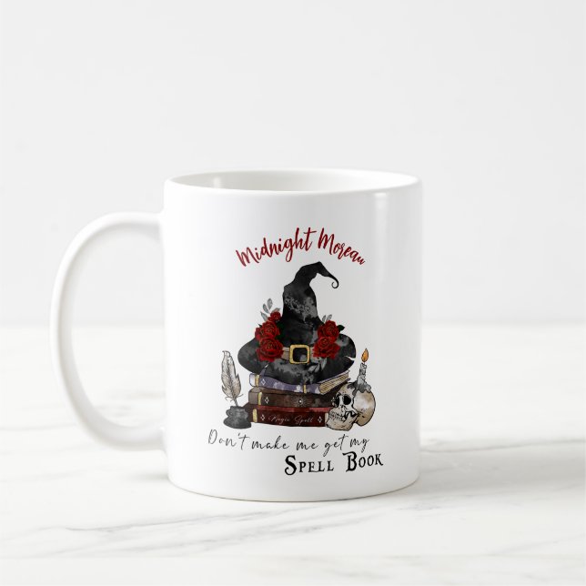Rolig häxtrollhatt spellbok  kaffemugg (Vänster)