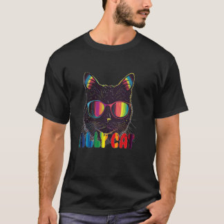 Rolig HBT-Allierad Katt Regnbåge HBT-stolt T Shirt