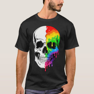 Rolig Hbtq Dödskalle Regnbågsflagga Gay Allierad P T Shirt