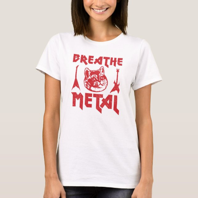 Rolig heavy metalkatt t shirt (Framsida)