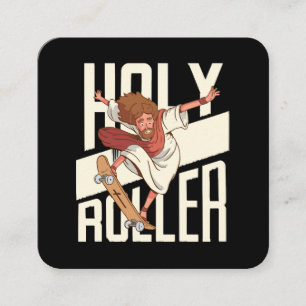 Rolig Helrullerskridskoåkande Jesus Fyrkantigt Visitkort