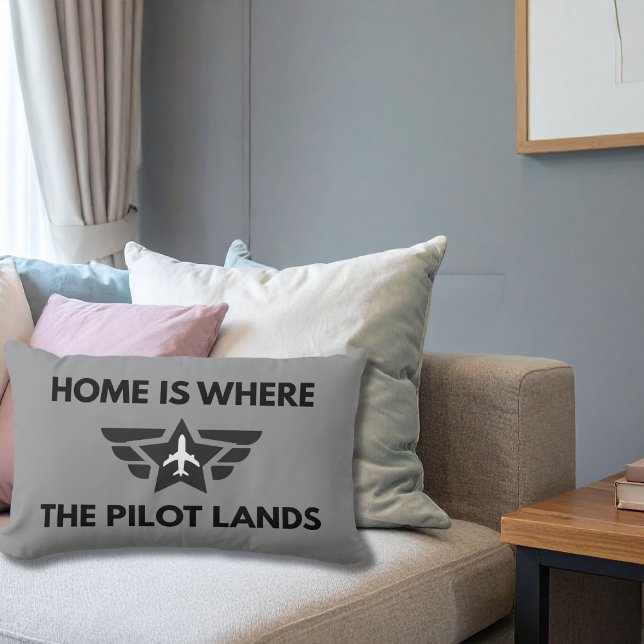 Rolig Hemma Är Där Piloten Landar Planet Välkommen Lumbarkudde (Skapare uppladdad)