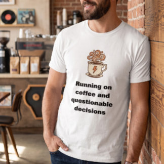 Rolig herrgrafisk vit t-shirt för kaffedrickare 