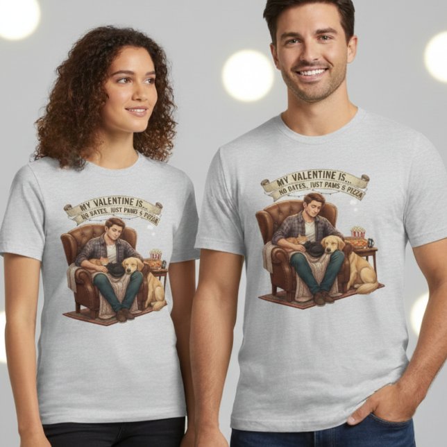 Rolig herrtröja med valentineskämten Paws Pizza Do T Shirt (Skapare uppladdad)