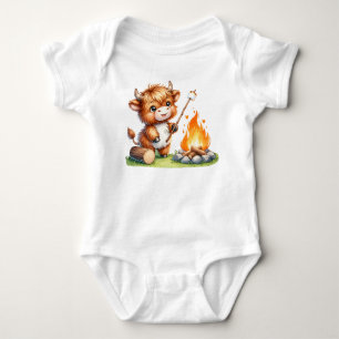 Rolig Highland Ko Cute Camping T Shirt