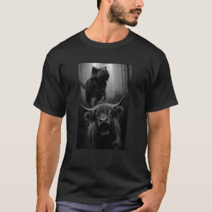 Rolig Highland Ko Dinosaurie Trex Selfie Djur Älsk T Shirt
