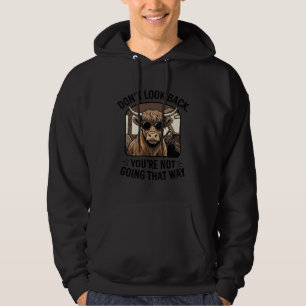 Rolig Highland Ko Hjärna Retro Hoodie