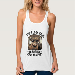 Rolig Highland Ko Hjärta Inte Tillbaka Retro Linne Med Racerback