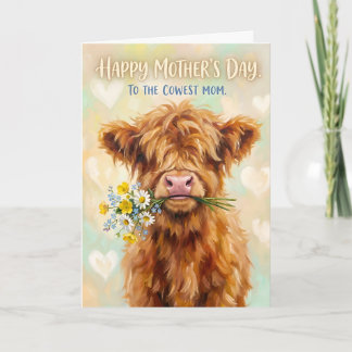 Rolig Highland Ko Mor Dag Puns Koast Mamma Helgkort