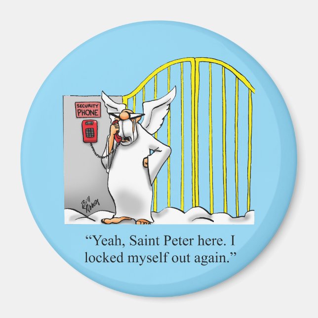 Rolig himmelsk humor magnet (Framsidan)