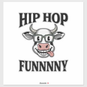 Rolig Hip Hop Ko Vintage Gravyr T-Shirt Design_1 Klistermärken