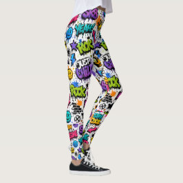 Rolig Hip Hop Stil Färgrik Graffiti Print Leggings