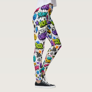 Rolig Hip Hop Stil Färgrik Graffiti Print Leggings