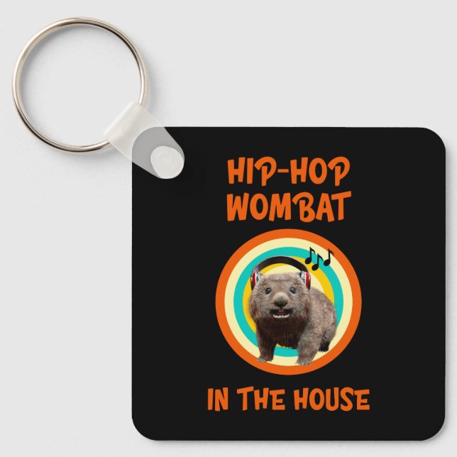 Rolig Hip-hop Vombat i Huset Nyckelring (Framsida)