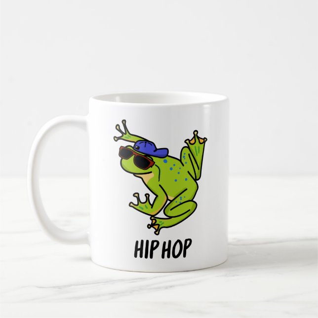 Rolig Hiphop Hoppande Groda Puns Kaffemugg (Vänster)