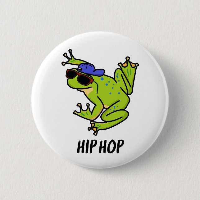 Rolig Hiphop Hoppande Groda Puns Knapp (Framsida)