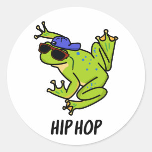 Rolig Hiphop Hoppande Groda Puns Runt Klistermärke