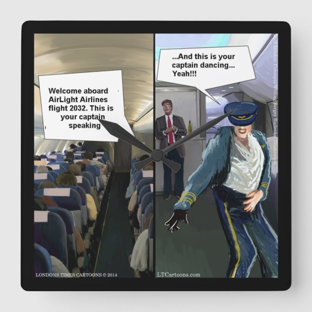 Rolig Hipster Flygplans Pilot Väggur (Framsida)